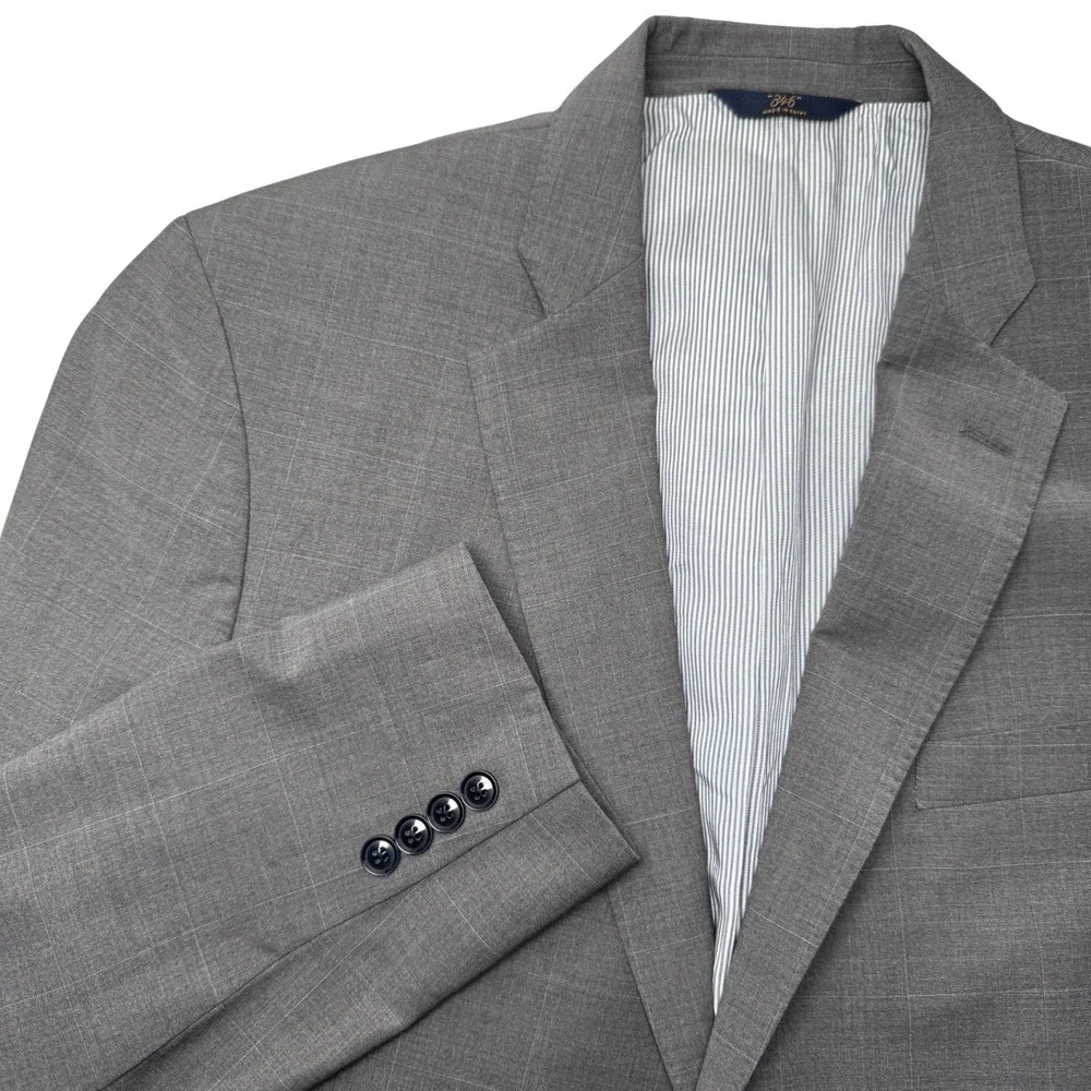 BROOKS‎ BROTHERS Gray Plaid Wool Blend Explorer Fitzgerald Blazer Jacket 44L